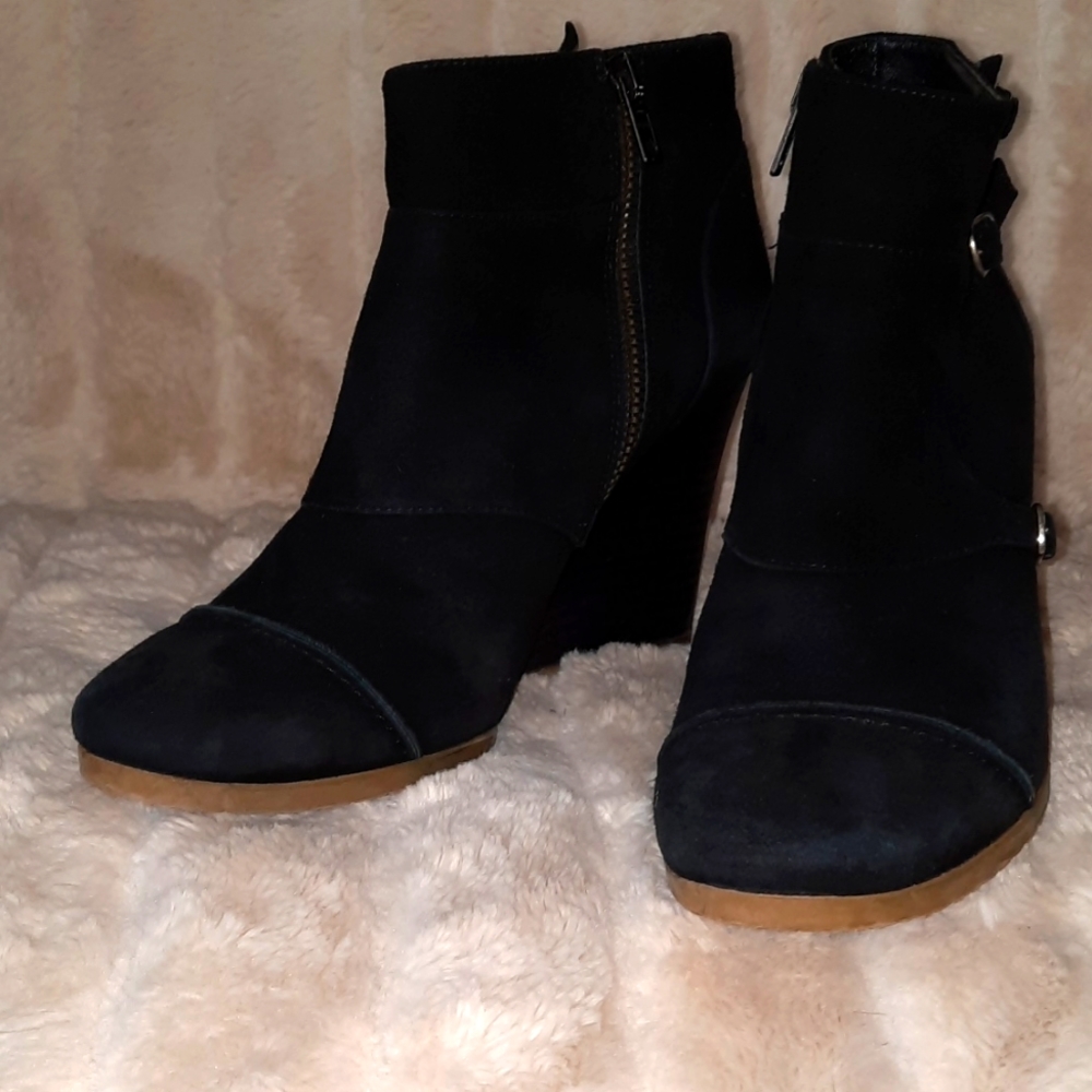 J. Crew suede leather wedge heel booties size 8